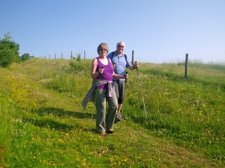 Travel journalists walking in Cotswolds