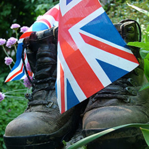 Boots with Union Jack flag