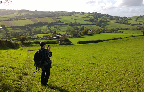 View of the green valleys around Bath - Foot Trails walking tour