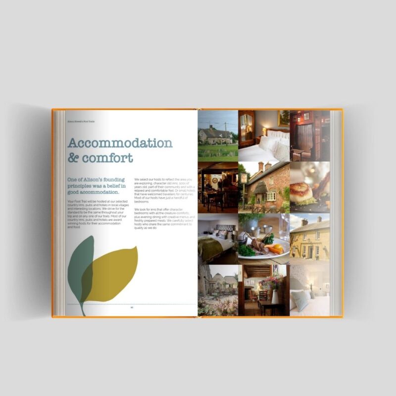 Inside of 2025 brochure showing the accommodation pages