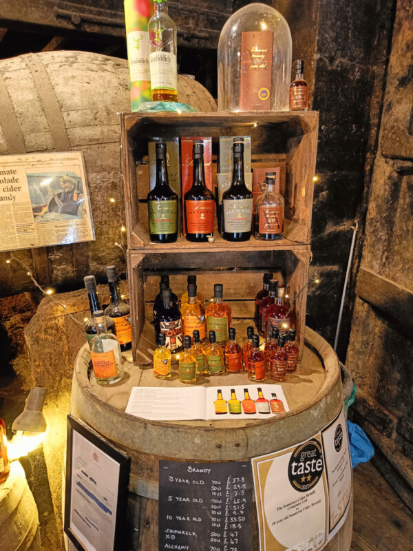 Selection of cider products from Burrow Hill Farm shop