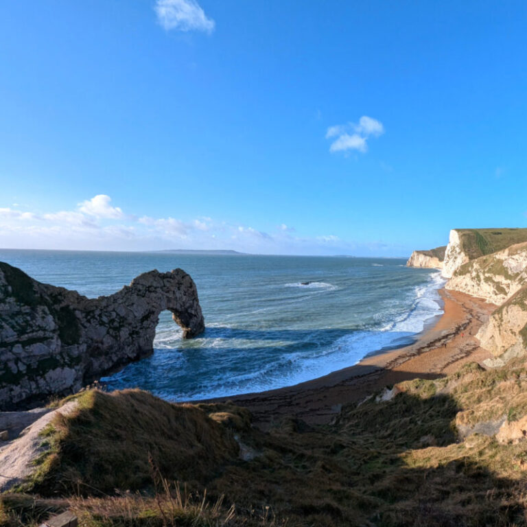 View of Durdle Door Sea Arch from the cliffs