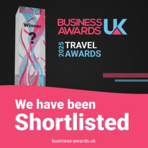 Badge stating that we have been shortlisted for the Business Travel Awards 2025