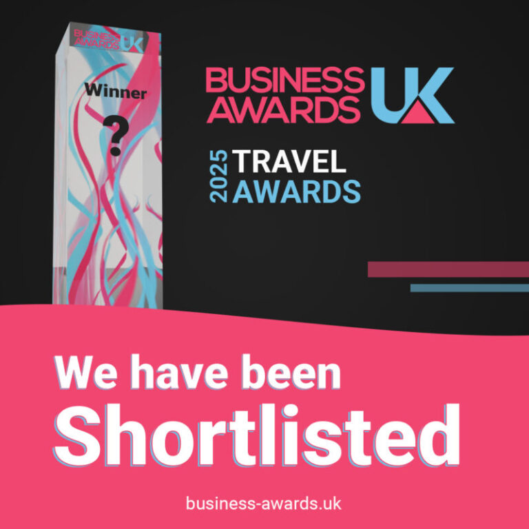 Badge stating that we have been shortlisted for the Business Travel Awards 2025