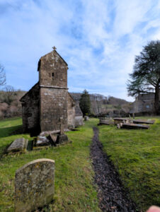 View of path through graveyard to an ancient Saxon