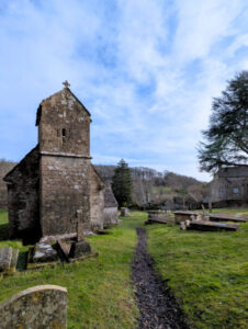 View of path through graveyard to an ancient Saxon