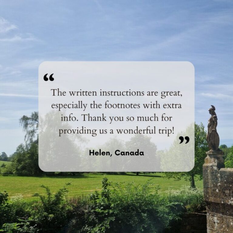 Review from a guest who was out walking in Somerset. in the background is a photo of the Somerset countryside.