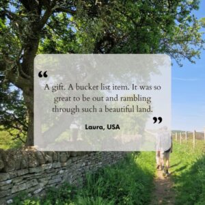 Review from a guest who has walked with Foot Trails. An image of the countryside is in the background.