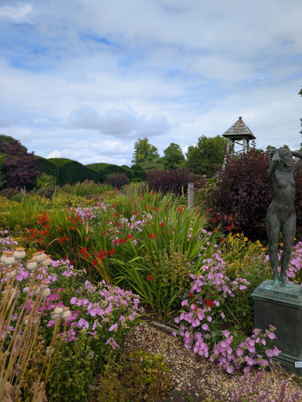 Colourful flowers in a manor house garden