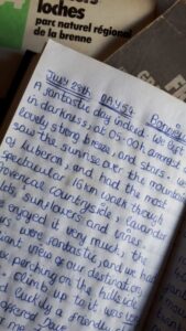 Photo of an excerpt from a handwritten diary detailing a day's hiking in France