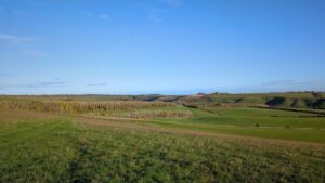 View of Salisbury Plain under a bright blue sky
