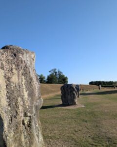 Neolithic stones at Avebury stone circle on a bright summers day.