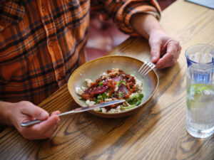 A plate of healthy salad on a Foot Trails hiking trip in England