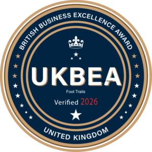 UKBEA logo naming Foot Trails the winner of the British Business Excellence Award
