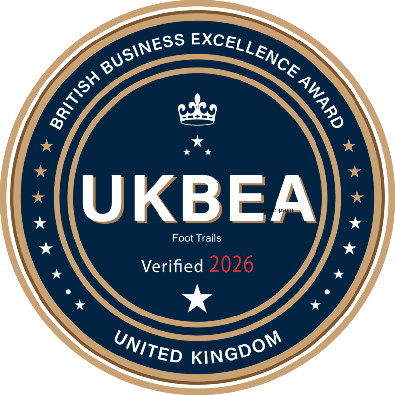 UKBEA logo naming Foot Trails the winner of the British Business Excellence Award