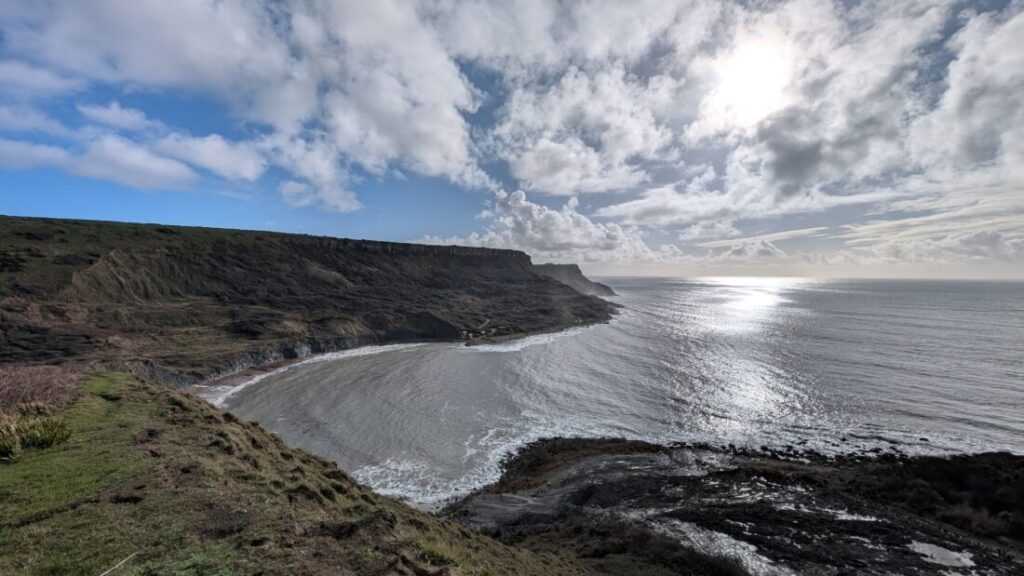 A secluded cove on the Dorset coast in winter.