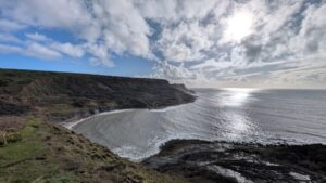 A secluded cove on the Dorset coast in winter.
